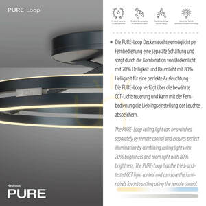PURE LOOP 6552-15 Taklampa, grå, 2xLED small 4