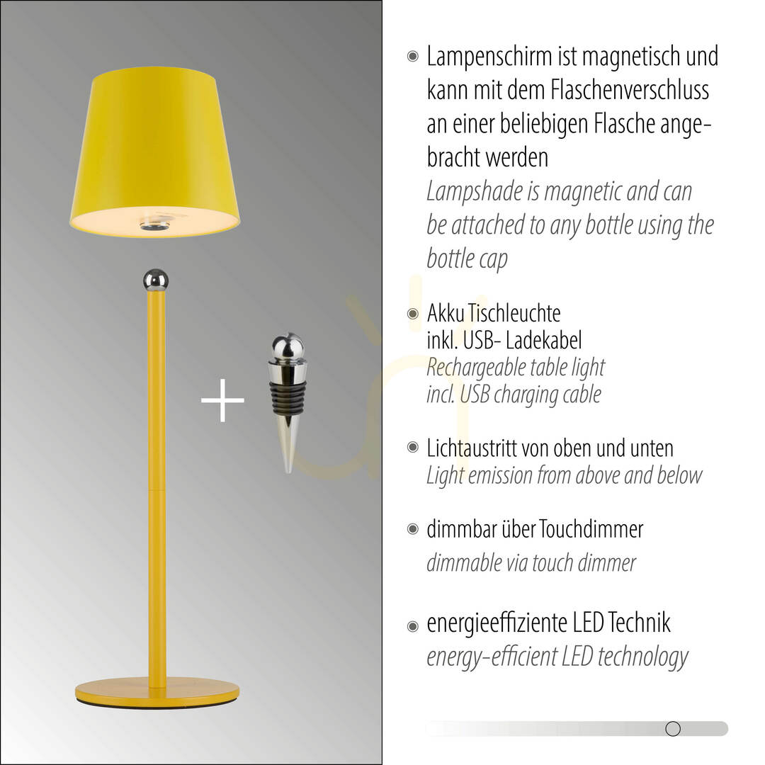 Kontrollera BOTERIA 19251-81 Bordslampa, gul, 1xLED BOTERIA 19251-81 Bordslampa, gul, 1xLED