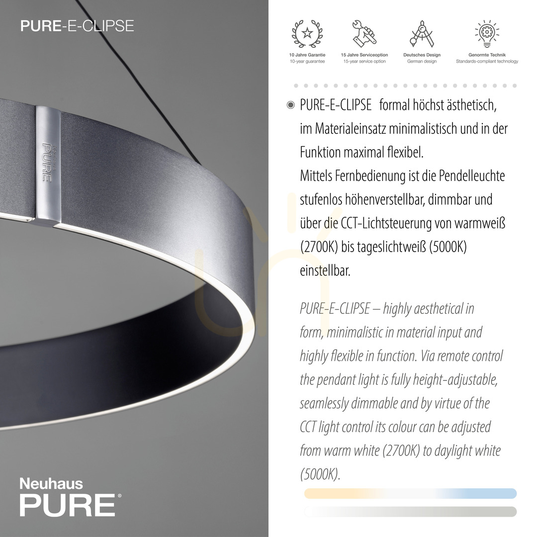 Visa PURE E-CLIPSE 2561-15 Grå pendellampa med 2 LED-lampor PURE E-CLIPSE 2561-15 Grå pendellampa med 2 LED-lampor