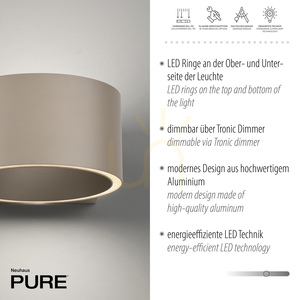PURE CLIPSE 8561-97 Brun vägglampa med 2 LED-lampor small 3