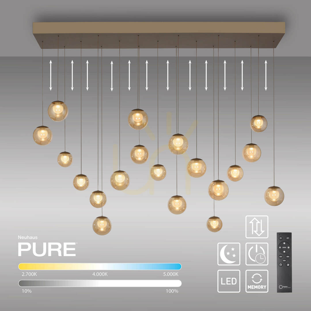 Utsikt PURE POPUP 2589-97 Brun 19xLED-pendellampa PURE POPUP 2589-97 Brun 19xLED-pendellampa