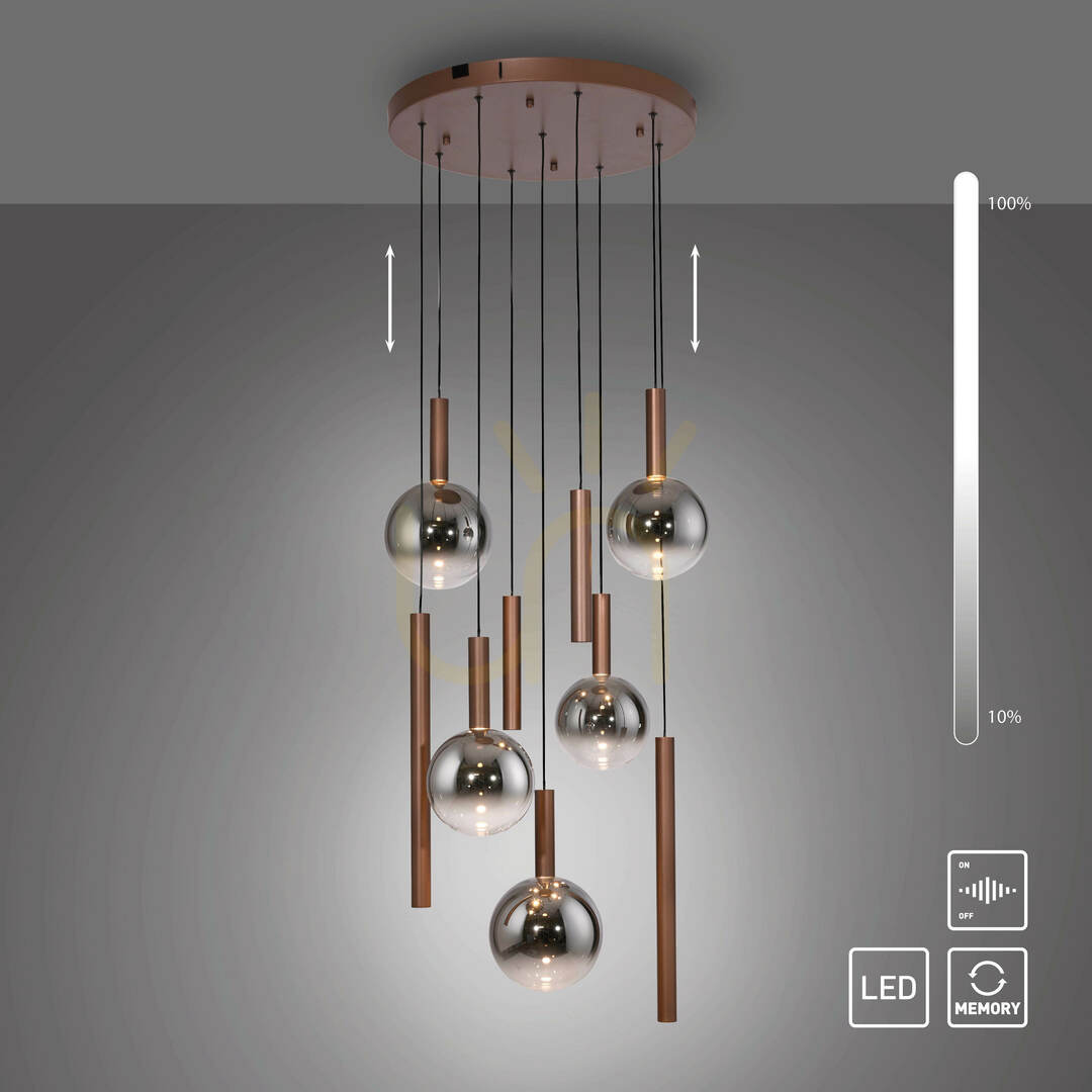 Utsikt BOWL 2287-23 Brunt 9xLED-pendelljus BOWL 2287-23 Brunt 9xLED-pendelljus