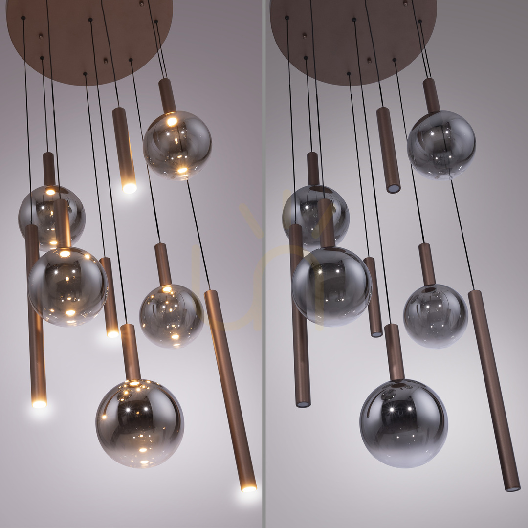 Kontrollera BOWL 2287-23 Brunt 9xLED-pendelljus BOWL 2287-23 Brunt 9xLED-pendelljus