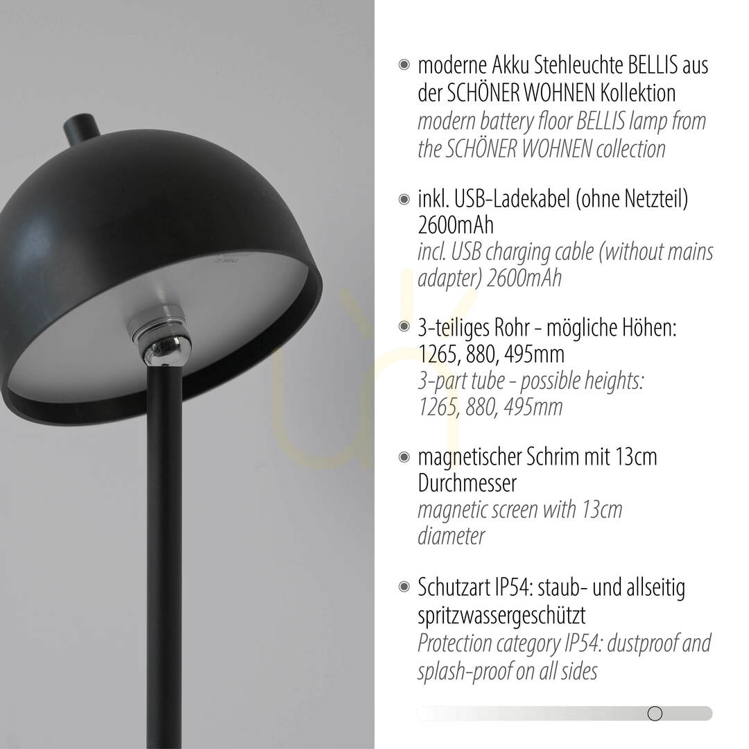 Kontrollera BELLIS 19245-18 Golvlampa, svart, 1xLED BELLIS 19245-18 Golvlampa, svart, 1xLED