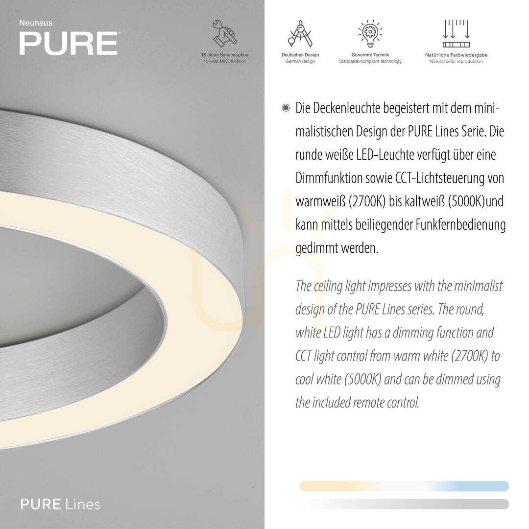 Display PURE LINES ROUND 6310-95 Taklampa, silver, 1xLED PURE LINES ROUND 6310-95 Taklampa, silver, 1xLED