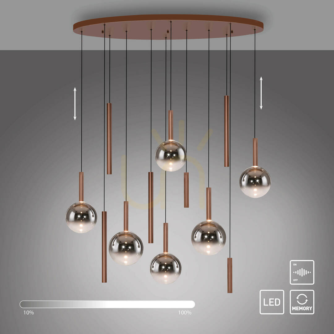 Utsikt BOWL 2288-23 Taklampa, brun, 12xLED BOWL 2288-23 Taklampa, brun, 12xLED