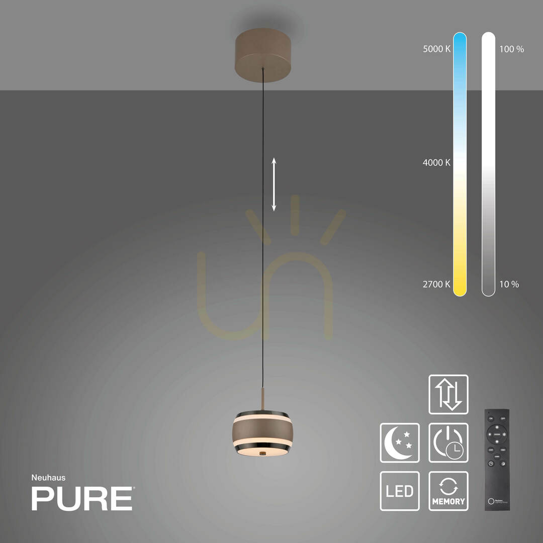 Utsikt PURE FALLING RINGS 2503-97 Brunt 1xLED-pendelljus PURE FALLING RINGS 2503-97 Brunt 1xLED-pendelljus