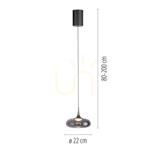 POSH 15692-15 Grå 1xLED-pendellampa small 7