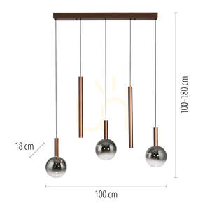 BOWL 2286-23 Brunt 5xLED-pendelljus small 8