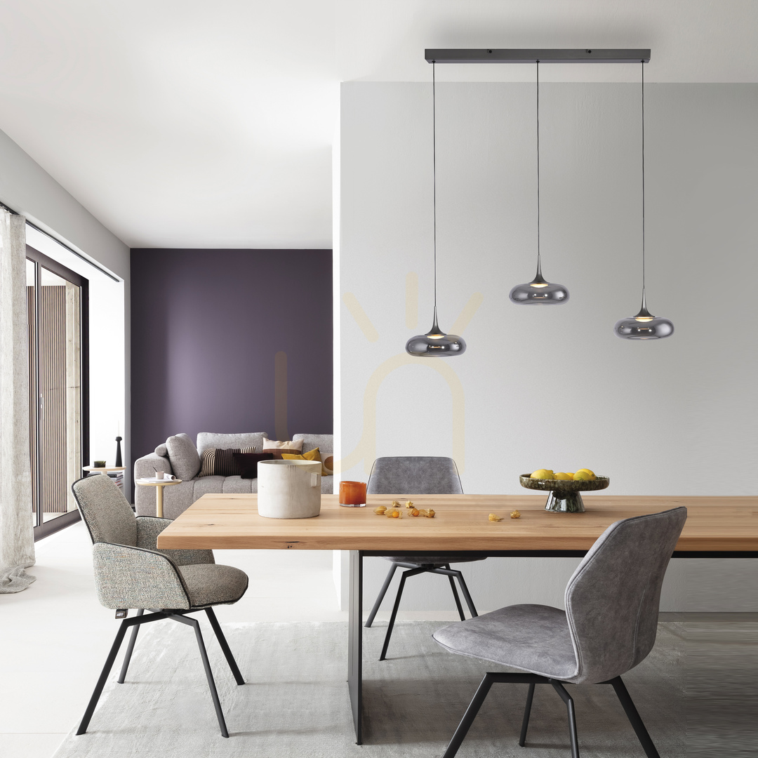 Visa POSH 15693-15 Grå pendellampa med 3 LED-lampor POSH 15693-15 Grå pendellampa med 3 LED-lampor