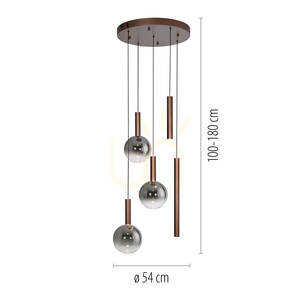 BOWL 2285-23 Brunt 5xLED-pendelljus small 8