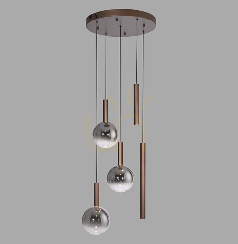 Kontrollera BOWL 2285-23 Brunt 5xLED-pendelljus