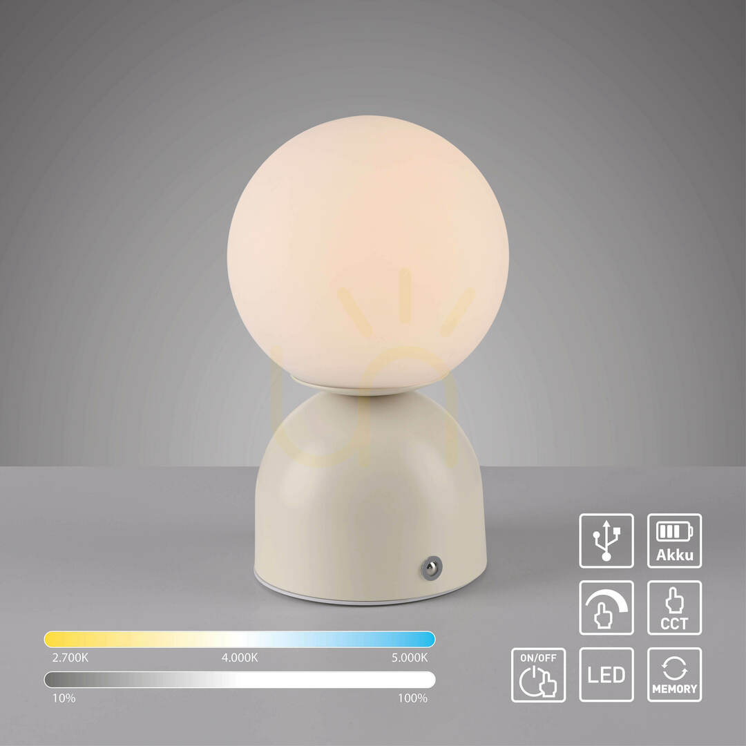 Utsikt RUDI 19218-39 Bordslampa, beige, 1xLED RUDI 19218-39 Bordslampa, beige, 1xLED