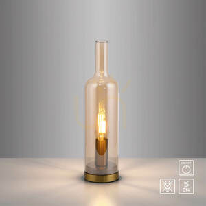 BOTTLE14006-27 Bordslampa, bärnstensfärgad, 1xE14 small 1