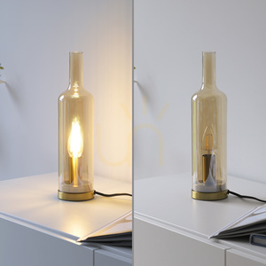 BOTTLE14006-27 Bordslampa, bärnstensfärgad, 1xE14 small 6