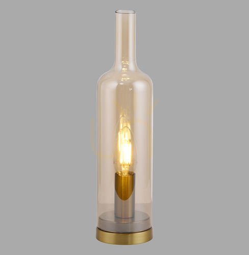 Kontrollera BOTTLE14006-27 Bordslampa, bärnstensfärgad, 1xE14