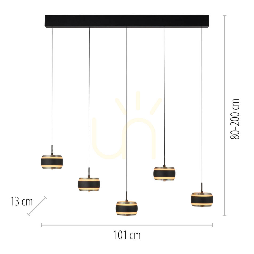 Förhandsvisning PURE FALLING RINGS 2504-18 Svart 5xLED-pendellampa PURE FALLING RINGS 2504-18 Svart 5xLED-pendellampa