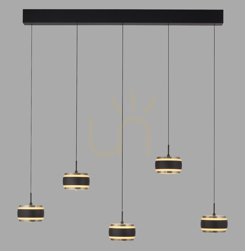 Kontrollera PURE FALLING RINGS 2504-18 Svart 5xLED-pendellampa