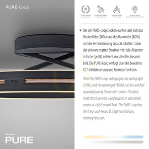 PURE LOOP 6552-18 Svart taklampa, 2xLED small 8