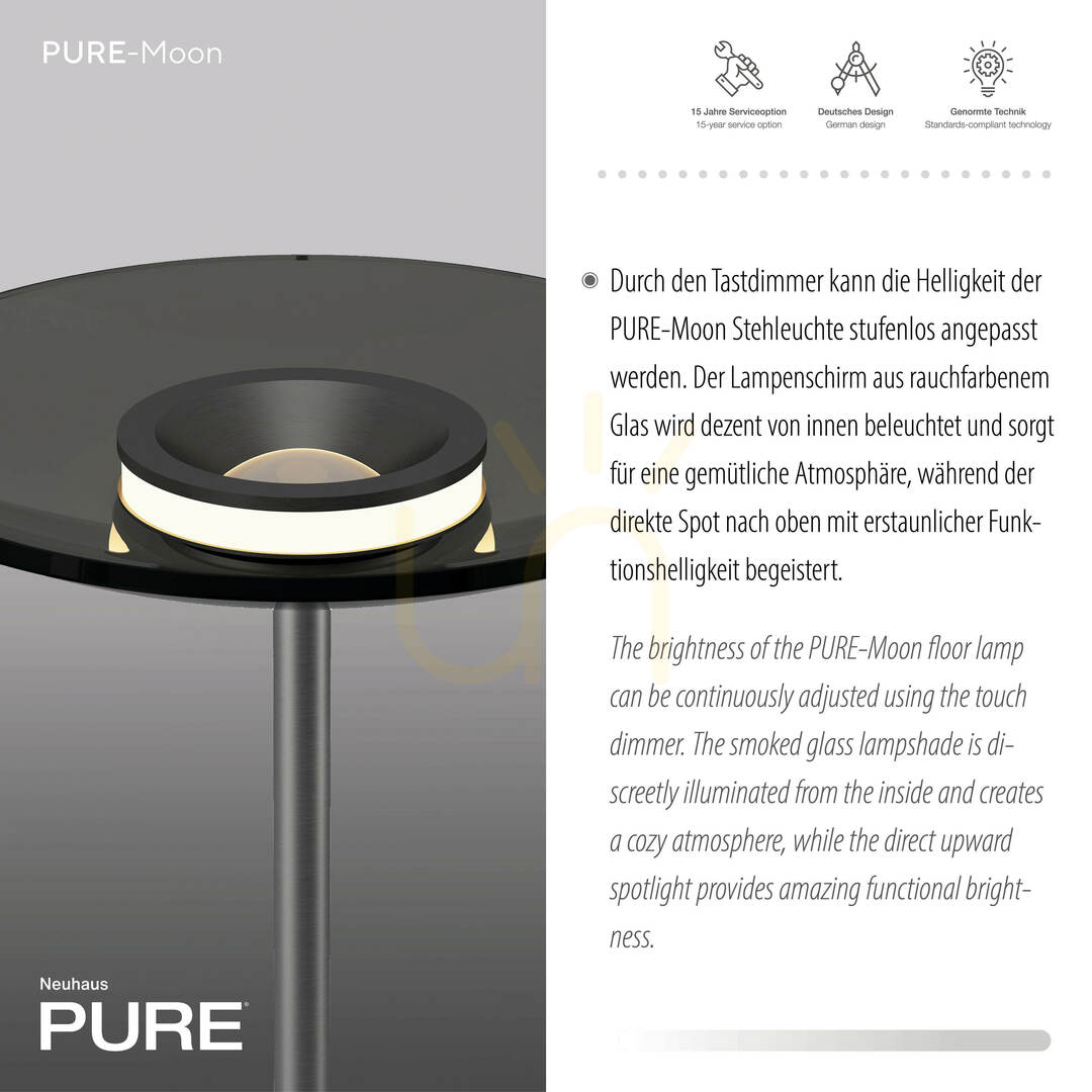 Förhandsvisning PURE MOON 594-15 Golvlampa, grå, 2xLED PURE MOON 594-15 Golvlampa, grå, 2xLED