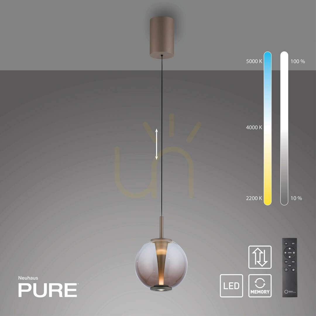 Utsikt PURE INFINITY 2220-97 taklampa, brun, 1xLED PURE INFINITY 2220-97 taklampa, brun, 1xLED