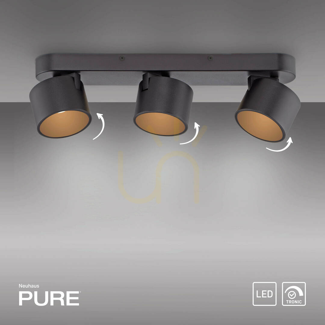 Utsikt PURE CUP 6227-18 Svart taklampa med 3 LED-lampor PURE CUP 6227-18 Svart taklampa med 3 LED-lampor