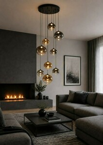 PESARO Rund pendellampa med 9 lampor, svart, 5082-902 Aviano small 0