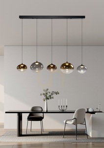 PESARO rak pendellampa med 5 lampor, svart, 7082-502, Aviano small 1