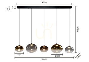 PESARO rak pendellampa med 5 lampor, svart, 7082-502, Aviano small 2