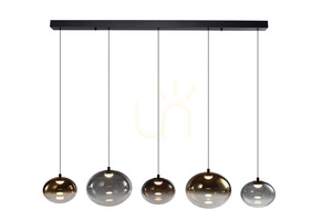 PESARO rak pendellampa med 5 lampor, svart, 7082-502, Aviano small 0