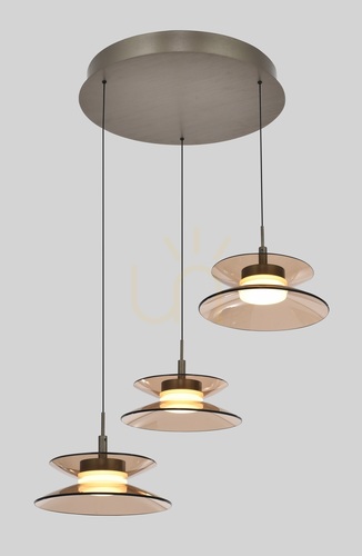 Kontrollera CREMA rund pendellampa med 3 lampor, brun/kaffefärgad skärm 5058-321 Aviano