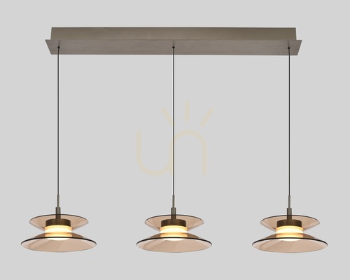 Kontrollera CREMA rak pendellampa med 3 lampor, brun/kaffefärgad skärm 7058-321 Aviano
