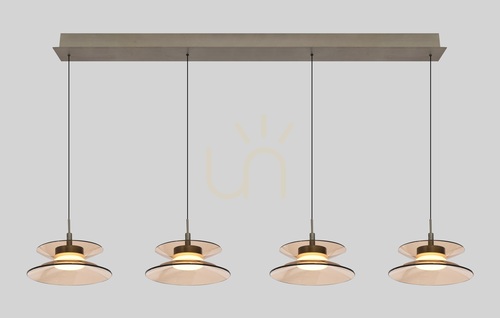 Kontrollera CREMA rak pendellampa med 4 lampor, brun/kaffefärgad skärm 7058-421 Aviano