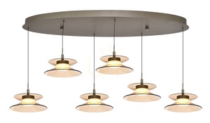 CREMA Oval taklampa med 6 lampor, brun/kaffefärgad skärm 7058-621 Aviano small 1