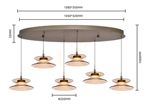 CREMA Oval taklampa med 6 lampor, brun/kaffefärgad skärm 7058-621 Aviano small 5