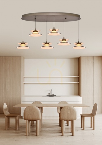 Kontrollera CREMA Oval taklampa med 6 lampor, brun/kaffefärgad skärm 7058-621 Aviano