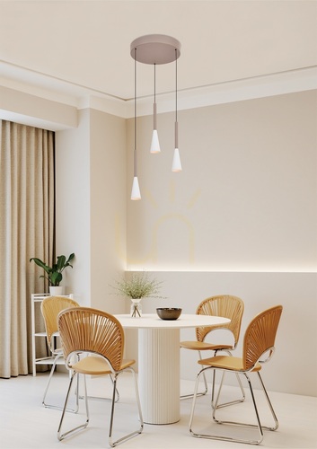 Kontrollera TROMPTO Rund Trio-pendellampa, Cashmere, 5050-324 Aviano