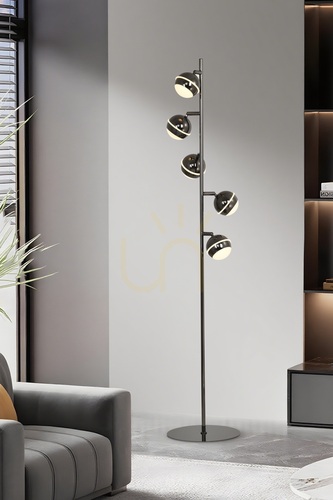 Kontrollera BIARRITZ ”Five” golvlampa, svart krom, 3047-505, Aviano
