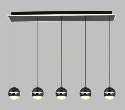 Kontrollera BIARRITZ 5-lamps rak taklampa, svart krom 7047-605 Aviano