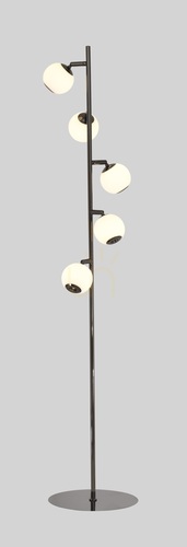 Kontrollera LUBERON golvlampa med 5 LED-lampor, svart krom, 3051-505, Aviano