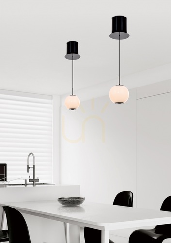 Kontrollera LUBERON Pendellampa med en LED-lampa, svart krom, 6051-105, Aviano