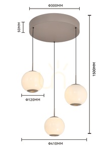 LUBERON Rund LED-pendellampa med tre lampor, Cashmere, 5051-313 Aviano small 4