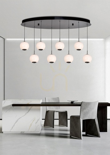 Kontrollera LUBERON Svartkromad oval LED-pendellampa i 8-form 7051-805 Aviano