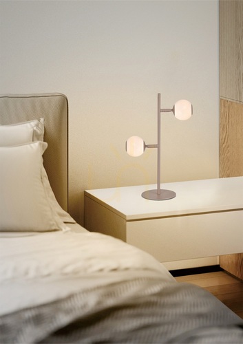 Kontrollera LUBERON Sandfärgad golvlampa med dubbla LED-lampor 8051-213 Aviano