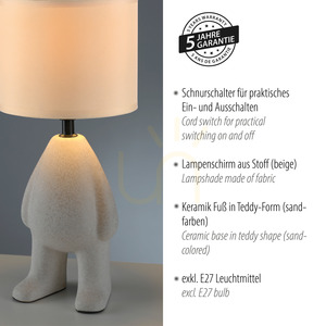 JUST LIGHT TED 14191-39 bordslampa, beige, 38 cm, 1×E27 small 4