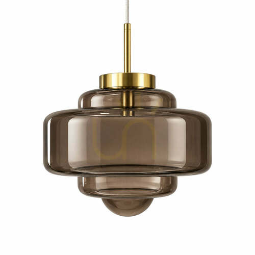 Kontrollera Pendellampa BAZAR BIZAR Rökbrun Glas Metall 35 cm Handgjord