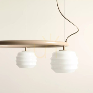 ALDEX PUFF 3 RING BEIGE pendellampa – beige stomme, vita glasskärmar small 3