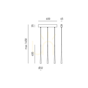 DAFNE S/3P FDA3PA taklampa, matt silver, Gea Luce small 1