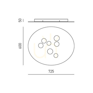 LUNA P/G FLUPT3 taklampa, gråbrun, Gea Luce small 1