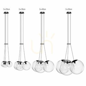 Ljuskrona s.luce Orb med 3 glaskulor i transparent glas, E27 6 Ljuskrona s.luce Orb med 3 glaskulor i transparent glas, E27 small 6